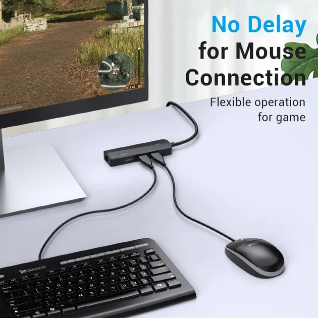 Хаб Vention USB 2.0 – 3 х USB 2.0 + RJ-45 100 м Ethernet (6922794747302) - зображення 5