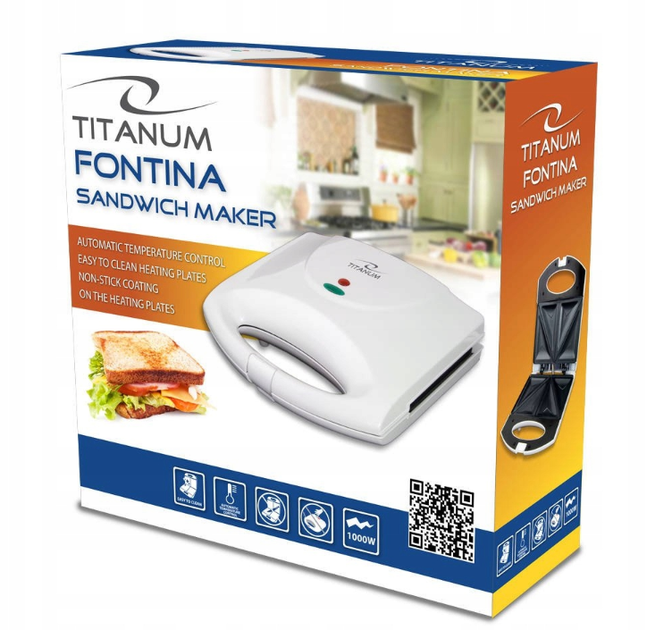 Сенвічниця бутербродниця Titanium FONTINA 1000W TKT006W біла - зображення 2