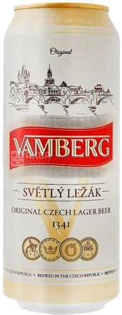 Упаковка пива Vamberg Lager светлое фильтрованное 5.2% 0.5 л x 24 шт (8594044190930) - Фото 2 Упаковка пива Vamberg Lager светлое фильтрованное 5.2% 0.5 л x 24 шт (8594044190930) - изображение 2
