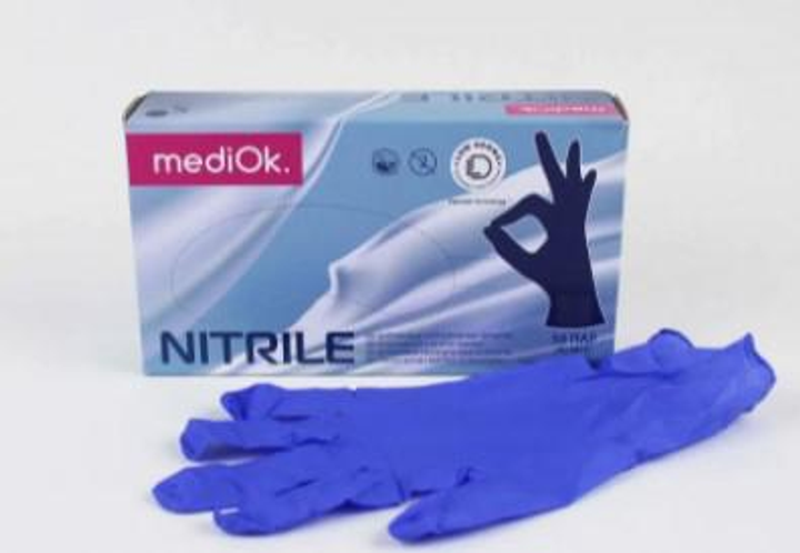Перчатки одноразовые, нитриловые MediOk, без пудры, фиолетовые (размер S, 100 шт), НФ-00000053 - изображение 2