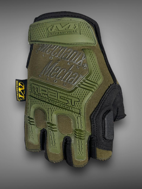 Тактичні рукавички Mechanix M-Pact Олива, військові захисні безпалі рукавички - изображение 1