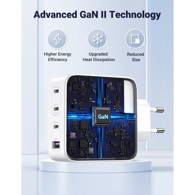 Ładowarka sieciowa Ugreen CD226/15337 1xUSB Type-A 3xUSB Type-C QC4.0 100 W GaN Tech Fast White (6941876213375) - obraz 5