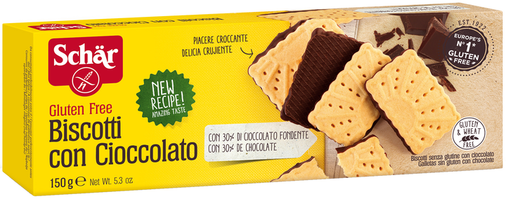 Печиво без глютену Dr. Schar Biscotti con cioccolato з шоколадом 150 г (8008698005347) - зображення 1