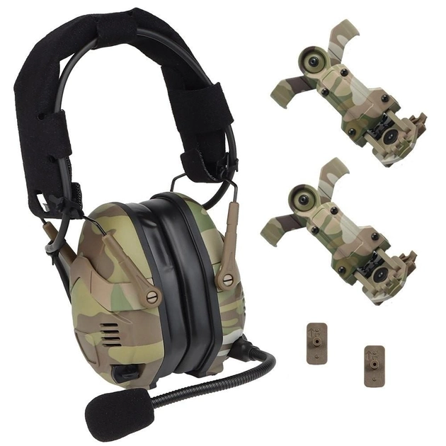 Навушники тактичні активні універсальні HD-16 Multicam Мультикам - зображення 1