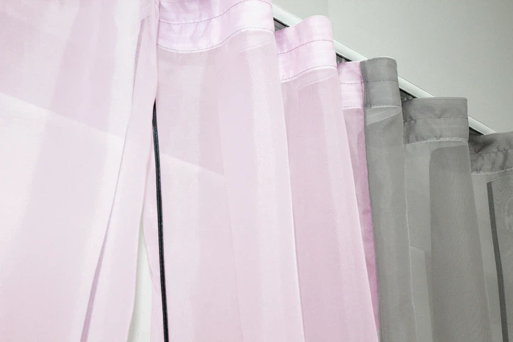 Кухонные шторы VR-Textil № 017к комбинированные с подвязками серый с розовым 265х170 см (50-013) - изображение 4
