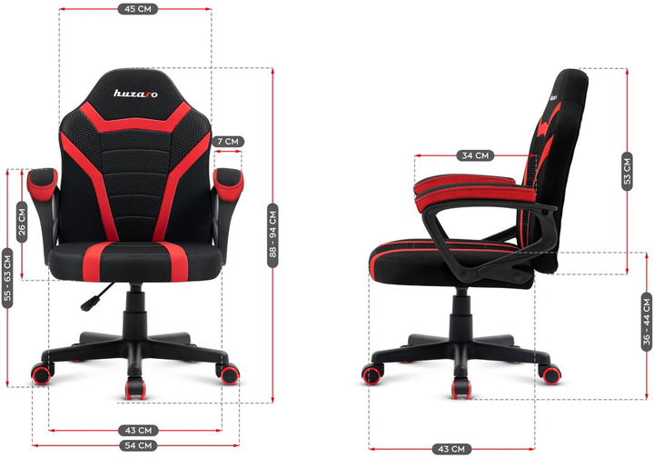 Геймерське ігрове крісло Huzaro HZ-Ranger 1.0 red mesh - зображення 9