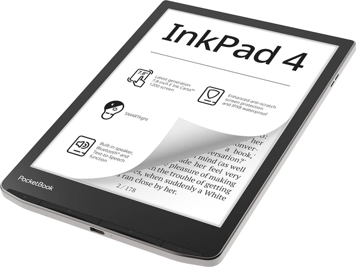 Електронна книга PocketBook InkPad 4 (PB743G) IPX8 Stardust Silver (PB743G-U-WW) - зображення 3