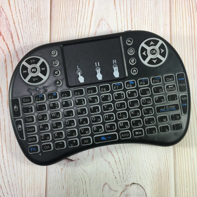 Клавиатура мини с тачпадом и подсветкой для Android Smart TV BOX UKC MWK08/i8 LED Черная - изображение 7