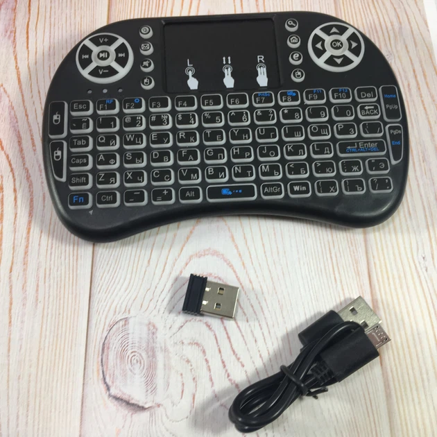 Клавиатура мини с тачпадом и подсветкой для Android Smart TV BOX UKC MWK08/i8 LED Черная - изображение 8