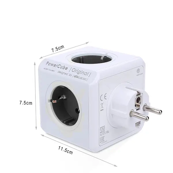 Мережевий розгалужувач Allocacoc PowerCube Original з заземленням 5 розеток, cірий (1100GY/DEORPC) - Фото 3 Мережевий розгалужувач Allocacoc PowerCube Original з заземленням 5 розеток, cірий (1100GY/DEORPC) - изображение 3