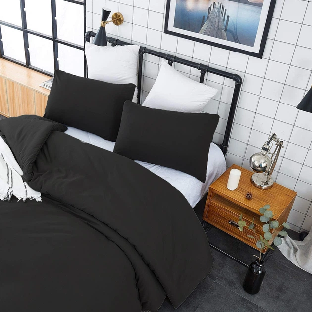 Комплект постельного белья Эней-Плюс Двуспальный 175x210 см Luxe-0025 черный Microfiber (4820001412222) - Фото 2 Комплект постельного белья Эней-Плюс Двуспальный 175x210 см Luxe-0025 черный Microfiber (4820001412222) - изображение 2