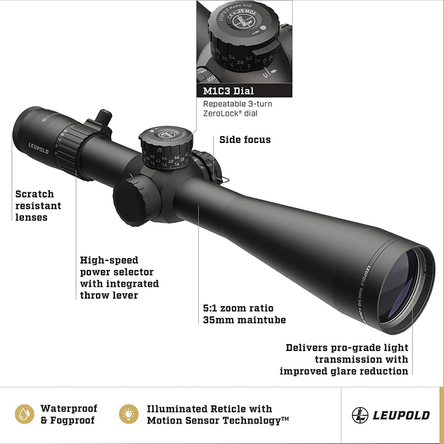 Прицел оптический LEUPOLD MARK 5HD 5-25x56 (35mm) M1C3 FFP PR2-MOA - изображение 2