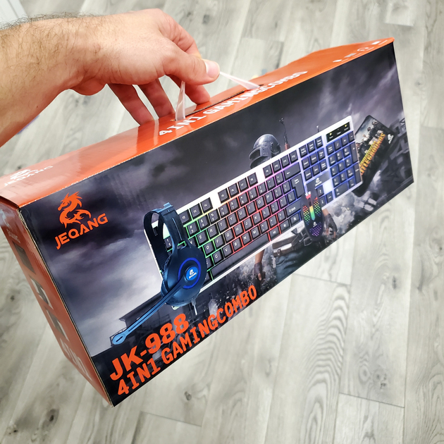 Игровой Комплект JEQANG JK-988 для ПК 4в1 Клавиатура Мышь Наушники Коврик для геймеров с подсветкой - изображение 2