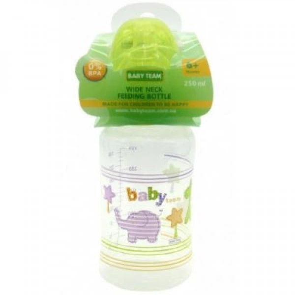 Пляшечка для годування Baby Team з широким горлом 6+, 250 мл (1002_зеленый) - изображение 2