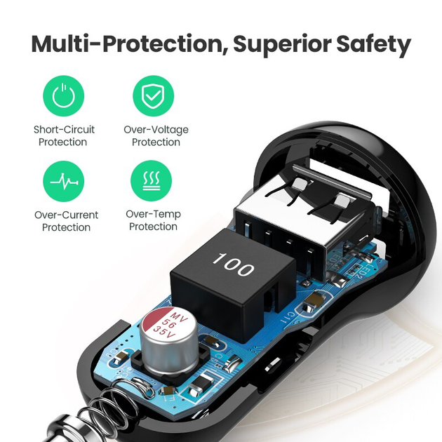 Автомобильное зарядное устройство UGREEN ED018 Dual USB 24W 50875 - изображение 3