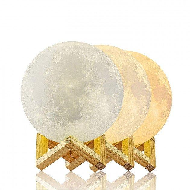 Ночной аккумуляторный светильник в виде луны 3D Moon Light 15 см на 3 ...