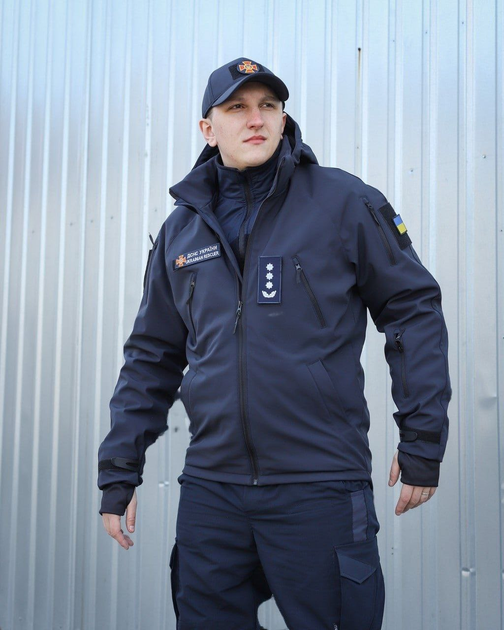 Куртка тактична Хантер Софтшелл темно-синя на сітці 52 No Brand 1732657038 - зображення 1