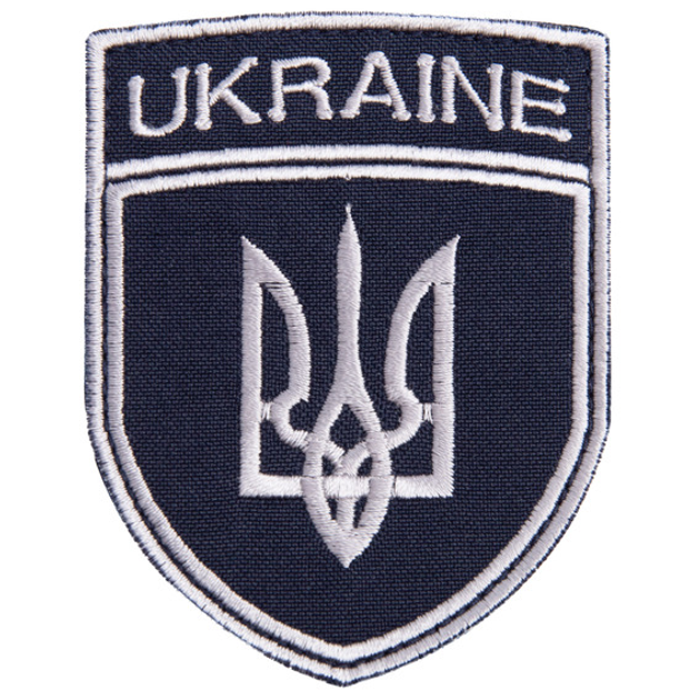 Шеврон нашивка на липучке Укрзалізниця UKRAINE, вышитый патч 7х9 см борт срібло - изображение 1