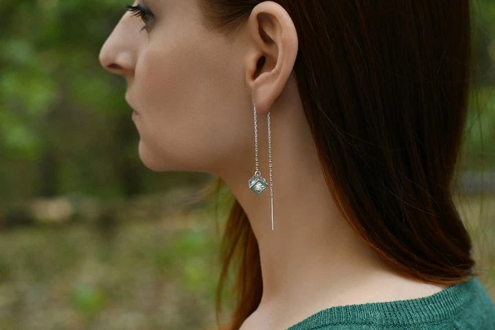 Сережки-кубики зі срібла 925 (АРТ. №628) Dadiverin Jewelry - изображение 5