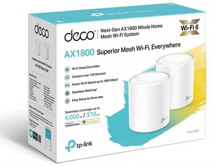 Точка доступа Wi-Fi TP-Link DECO X20 2PK AX1800 1xGE LAN 1xGE WAN MU-MIMO OFDMA MESH (DECO-X20-2-PACK) - изображение 5