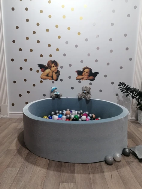 Сухой бассейн Maikinbaby круг 130х40х6 см и 350 шт шаров Велюр Серый (арт.М130-170) - изображение 6