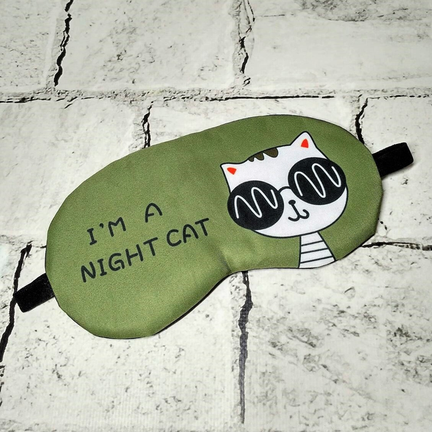 Маска для сна Кошка Night cat зеленая от продавца: JU decor and gifts ...