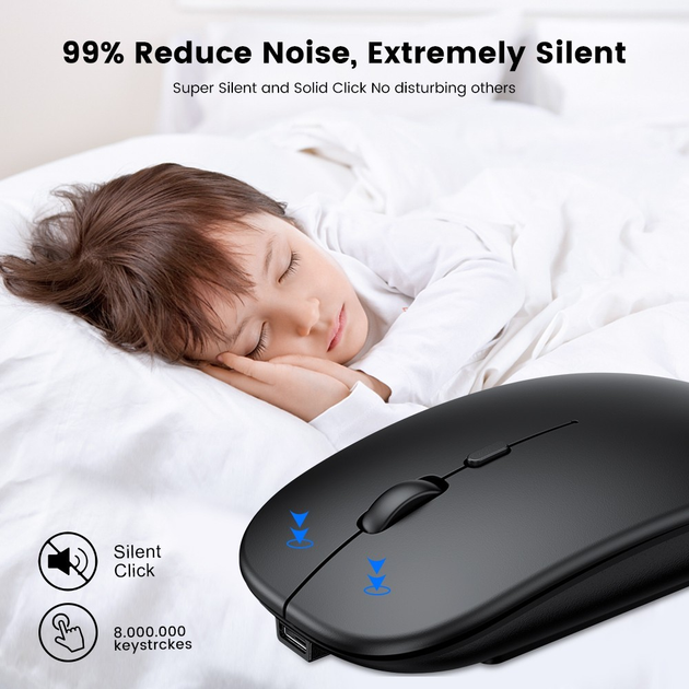 Бездротова акумуляторна мишка Bluetooth та USB адаптер Shenzhen Technology, біла - изображение 3