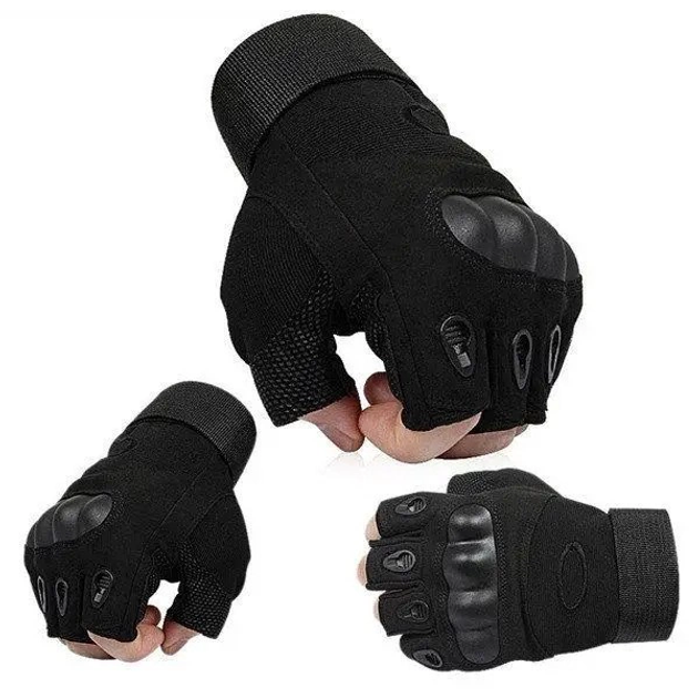 Тактические перчатки без пальцев Oakley / Мужские военные перчатки без пальцев Черные XL 22-24 см. - изображение 2