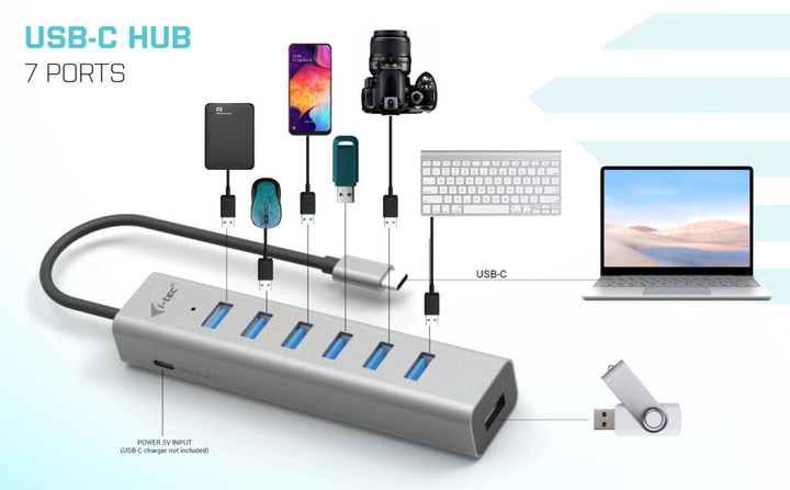 Hub USB i-Tec Metal USB Type-C 8-w-1 (C31HUBMETAL703) - obraz 4