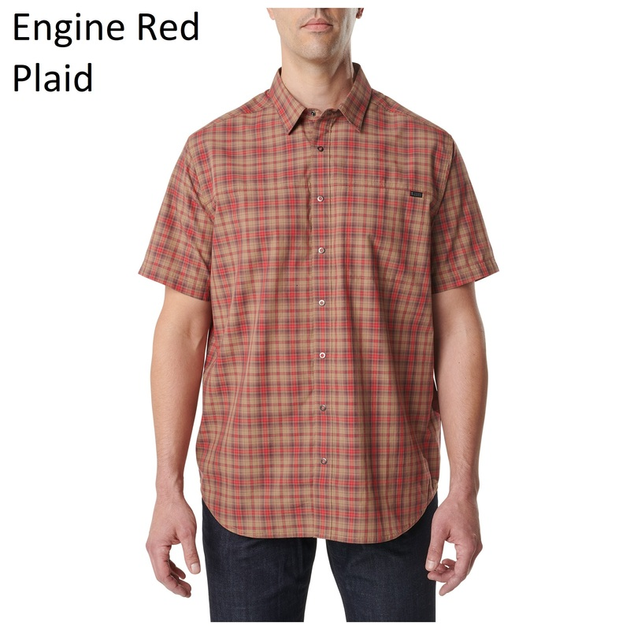 Рубашка 5.11 HUNTER PLAID SHORT SLEEVE SHIRT, 71374 Large, Engine Red Plaid - изображение 1