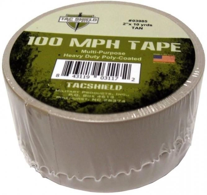 Армированая лента для ремонта снаряжения Tac Shield 100 MPH Tape 10 Yards 0398 Тан (Tan) - изображение 1