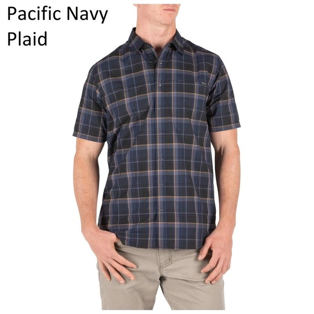 Рубашка 5.11 HUNTER PLAID SHORT SLEEVE SHIRT, 71374 Medium, Pacific Navy Plaid - изображение 1