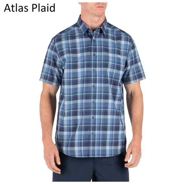 Рубашка 5.11 HUNTER PLAID SHORT SLEEVE SHIRT, 71374 Medium, Black Plaid - изображение 2