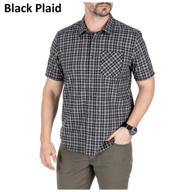 Рубашка с коротким рукавом 5.11 CARSON PLAID SHORT SLEEVE SHIRT 71394 Medium, Black Plaid - изображение 1