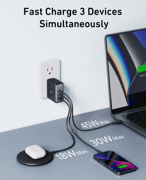 Сетевое зарядное устройство ANKER PowerPort 736 Nano II - 100W 2xUSB-C PD & 1xPIQ GaN - Фото 7 Сетевое зарядное устройство ANKER PowerPort 736 Nano II - 100W 2xUSB-C PD & 1xPIQ GaN - изображение 7