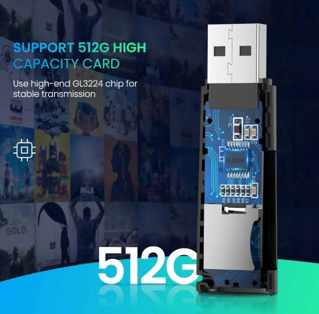 Картрідер USB 3.0 TF/SD Ugreen 60722 c підтримкою карт до 512Гб (Чорний) - Фото 4 Картрідер USB 3.0 TF/SD Ugreen 60722 c підтримкою карт до 512Гб (Чорний) - зображення 4
