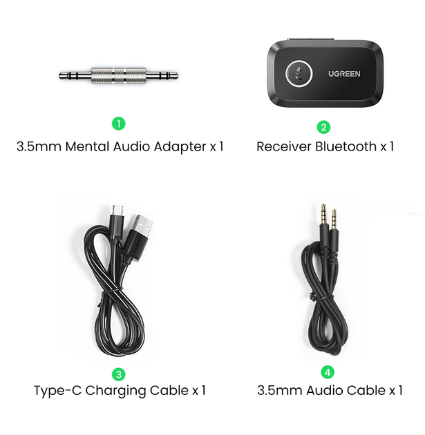 Bluetooth 5.3 приймач Ugreen CM596 з 3.5 mm AUX виходом і мікрофоном для магнітоли, колонок (90748) - зображення 10