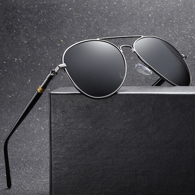 Солнцезащитные очки мужские Aviator черного цвета из поликарбоната от ...
