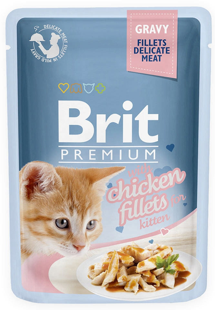 Mokra karma dla kociąt Brit Cat Pouch gravy kitten fillets chicken 85 g (8595602518579) - obraz 1