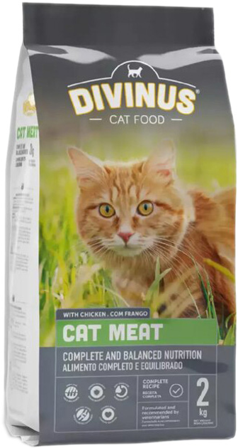 Sucha karma dla dorosłych sterylizowanych kotów Divinus Cat meat 2 kg (5600276940151) - obraz 1