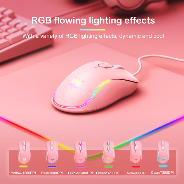 Игровая мышь проводная ONIKUMA CW907 RGB подсветка, pink - изображение 2