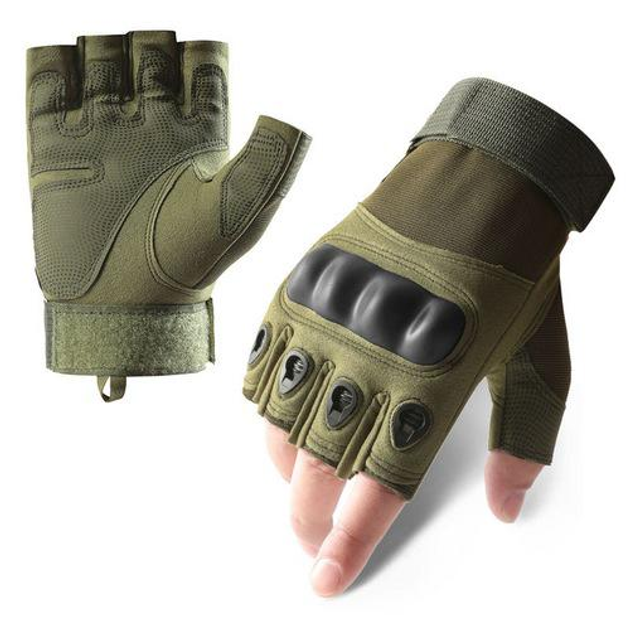Перчатки тактические BDA; M/8; Зеленый. Универсальные тактические перчатки без пальцев. Армейские перчатки. - изображение 2