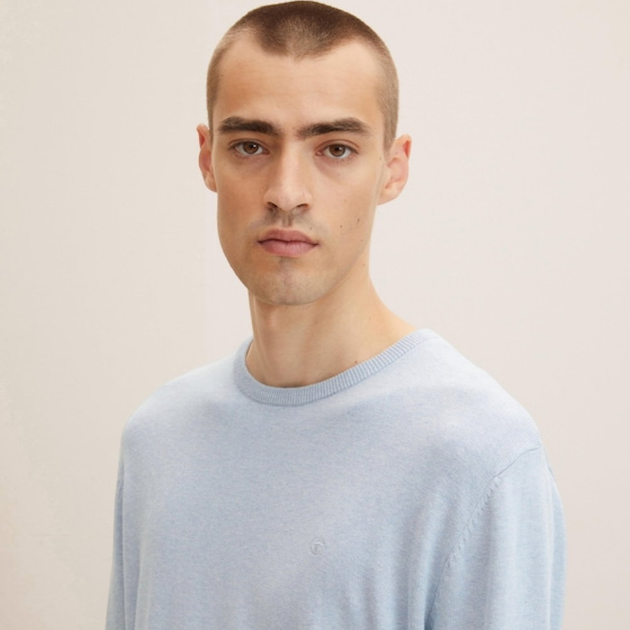 Пуловер Tom Tailor basic crew neck sweater XXXL Синій 1027661-30312 - Фото 4 Пуловер Tom Tailor basic crew neck sweater XXXL Синій 1027661-30312 - зображення 4