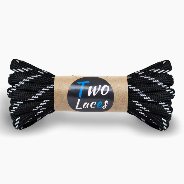 Шнурки для обуви Two Laces круглые 5 мм, длина 150 см, черные с белым ...