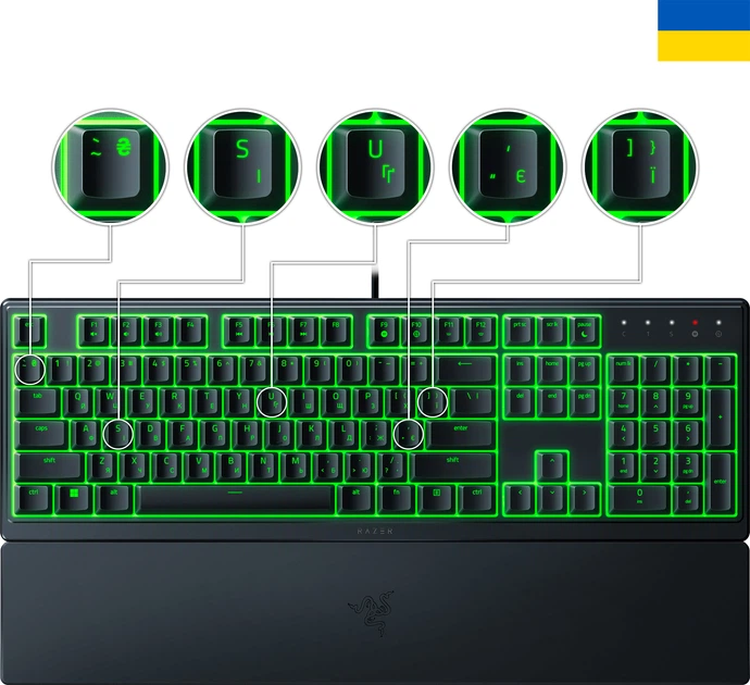 Клавіатура дротова Razer Ornata V3 X UKR USB Black (RZ03-04471900