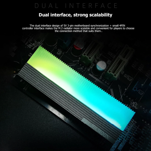 Радиатор алюминиевый Coolmoon CM-M7S ARGB для SSD M2 2280 - изображение 4