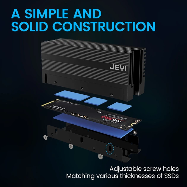 Радиатор алюминиевый Jeyi для SSD M2 2280 большой - изображение 4