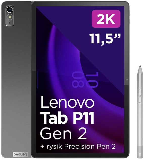 Планшет Lenovo Tab P11 (2nd Gen) 11.5" Wi-Fi + 4G 128GB Storm Grey (ZABG0184PL) - зображення 1