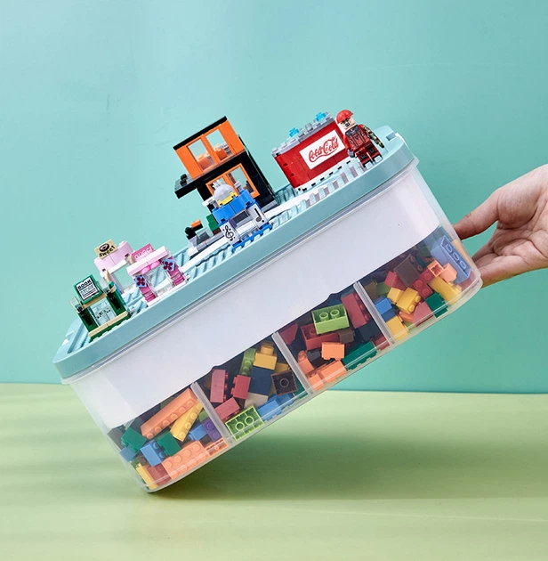 Ящик-органайзер для зберігання деталей конструктора LEGO зелений - Фото 4 Ящик-органайзер для зберігання деталей конструктора LEGO зелений - зображення 4