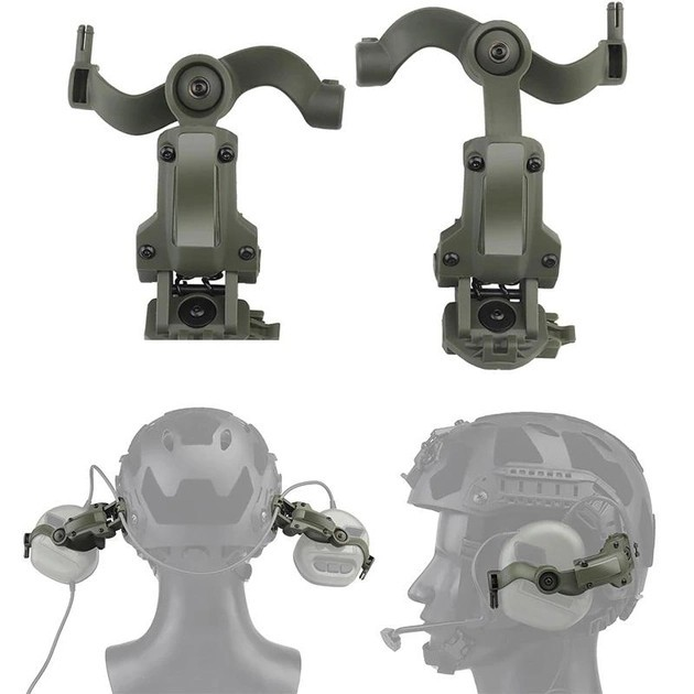 Кріплення адаптер WoSporT на каску шолом Olive для навушників Peltor/Earmor/Howard (Чебурашка) - зображення 2